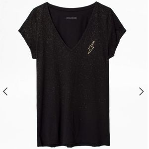 Zadig & Voltaire Cruz Glitter V-neck T-shirt